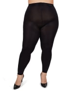 Plus Size Curvy Super Matte Control Top Footless Tights Black